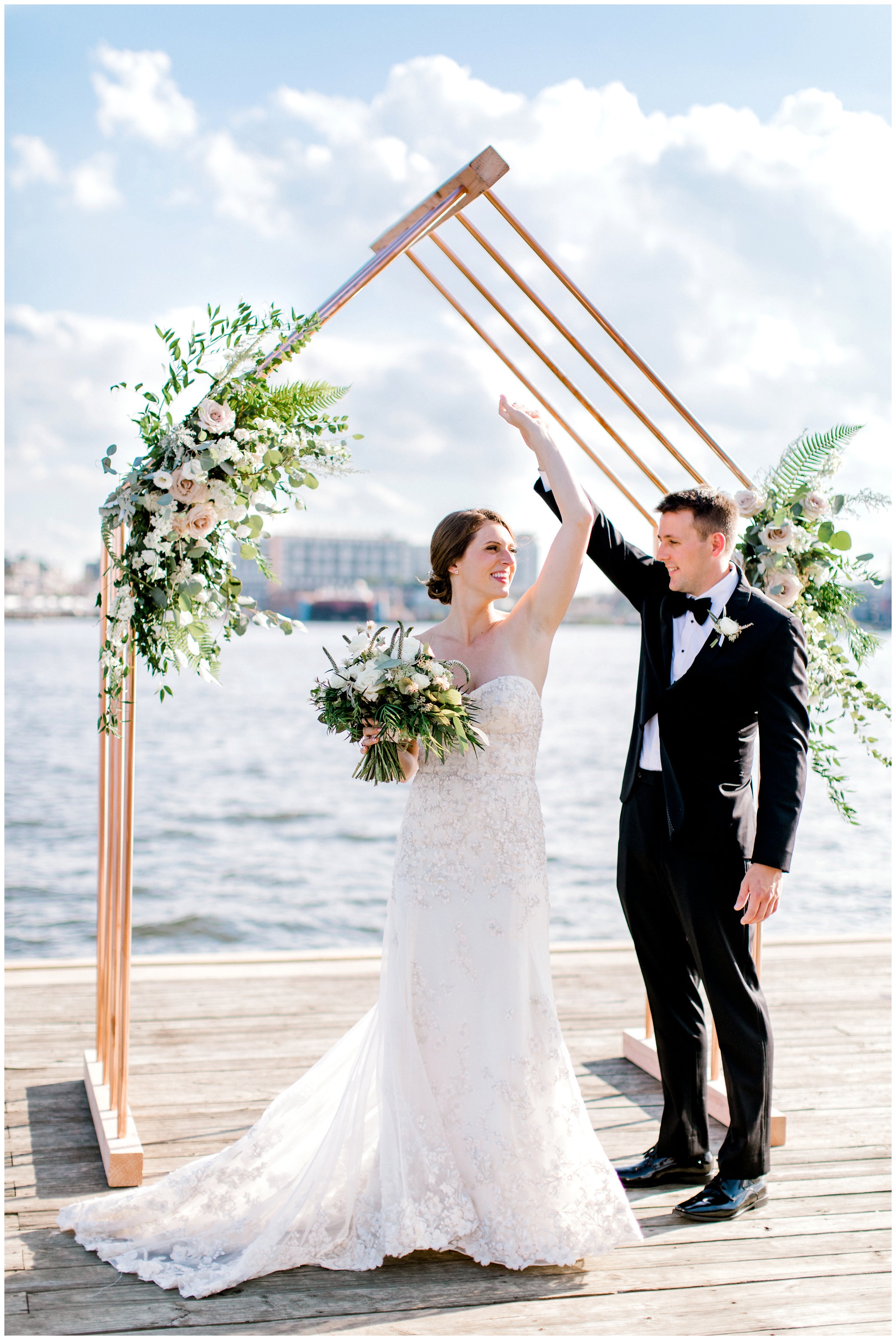 Modern Wedding Ceremony Arch Waterfront in Baltimore Maryland