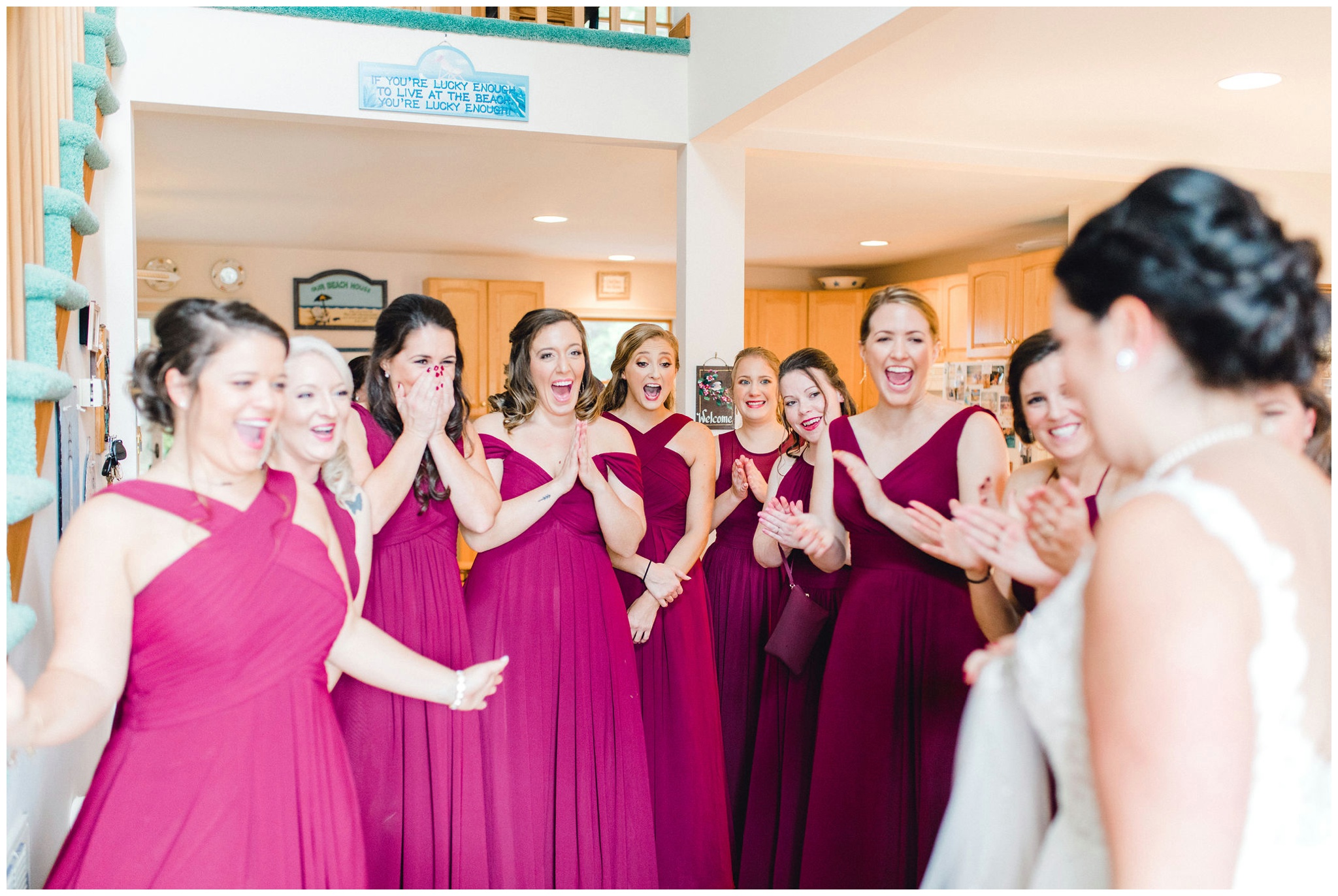 first look with bridesmaids at rehoboth beach country club wedding